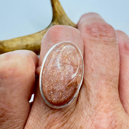 Vintage Orange Sunstone Crystal Statement Ring