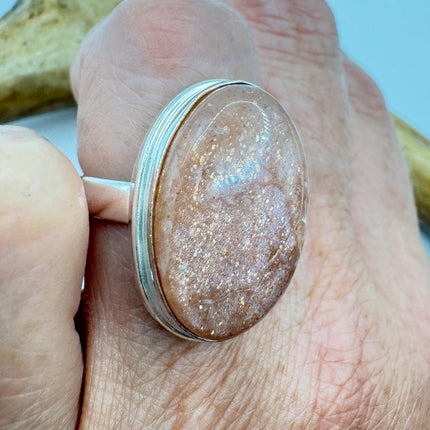 Vintage Orange Sunstone Crystal Statement Ring