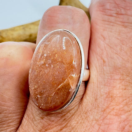 Vintage Orange Sunstone Crystal Statement Ring