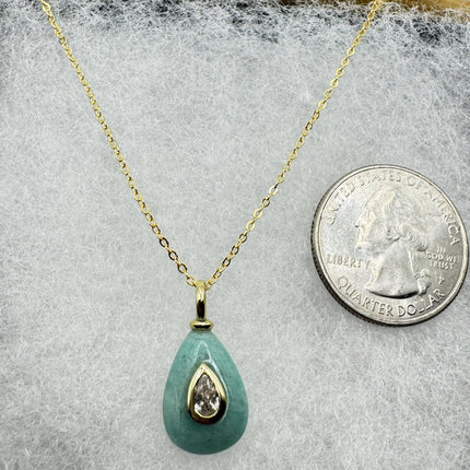 Vintage Gold Filled - Green Amazonite Charm pendant necklace