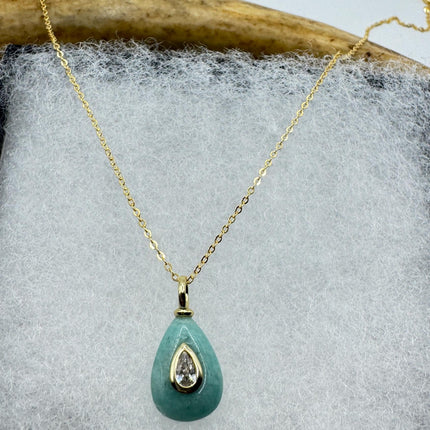 Vintage Gold Filled - Green Amazonite Charm pendant necklace