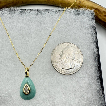 Vintage Gold Filled - Green Amazonite Charm pendant necklace