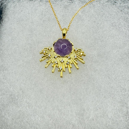 Vintage Gold Filled with Purple Amethyst - Layerable Lengths Pendant Necklace