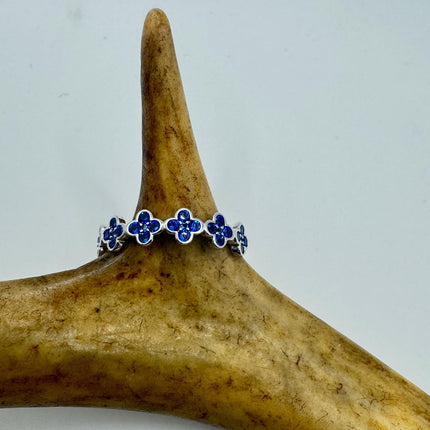 Vintage Blue Iolite Promise Ring Wedding Band 925 Sterling Silver