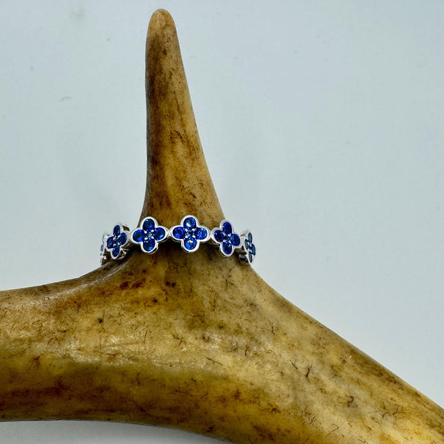 Vintage Blue Iolite Promise Ring Wedding Band 925 Sterling Silver