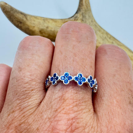 Vintage Blue Iolite Promise Ring Wedding Band 925 Sterling Silver
