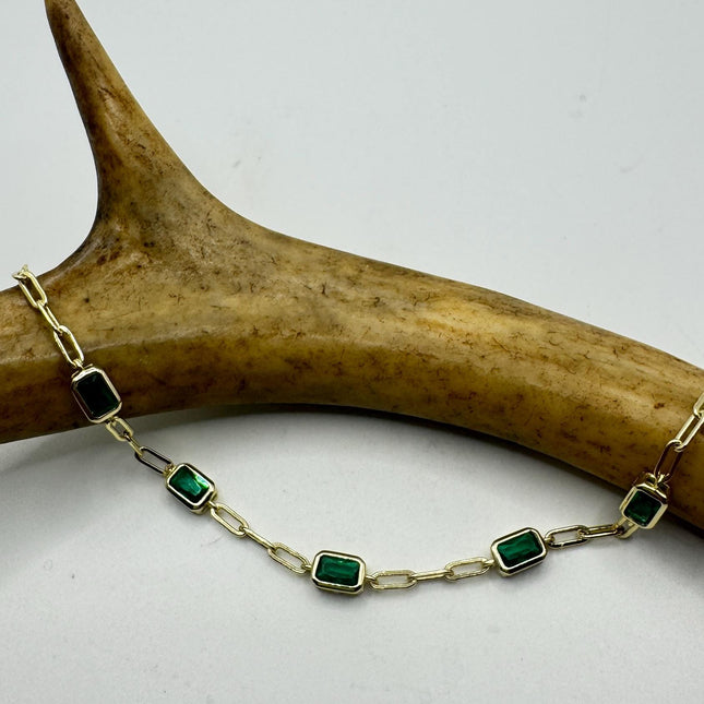 Vintage Green Chrome Diopside Golden 925 Sterling Silver Bracelet