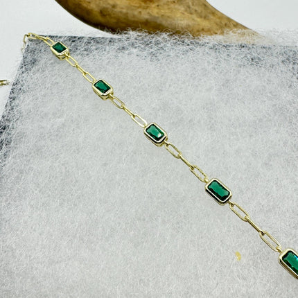 Vintage Green Chrome Diopside Golden 925 Sterling Silver Bracelet