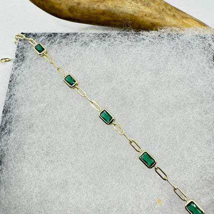 Vintage Green Chrome Diopside Golden 925 Sterling Silver Bracelet