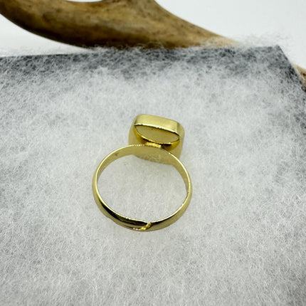 Vintage Blue Lapis Lazuli Crystal Cocktail Ring gold filled adjustable
