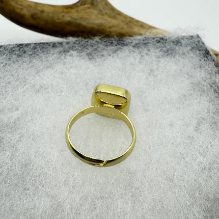 Vintage Blue Lapis Lazuli Crystal Cocktail Ring gold filled adjustable
