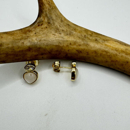 Vintage White Mother of Pearl Silver Drop Earrings Golden 925 Sterling Silver