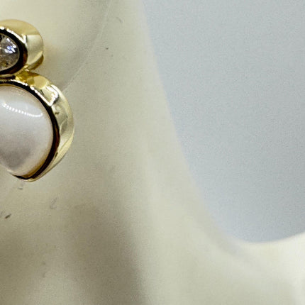 Vintage White Mother of Pearl Silver Drop Earrings Golden 925 Sterling Silver