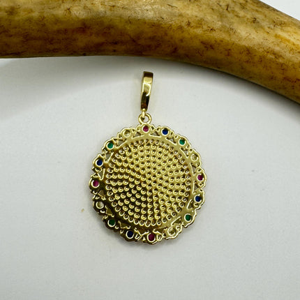 Vintage Lady of Guadalupe Pendant Necklace: Pearl Amulet, 9k Gold Filled Chain