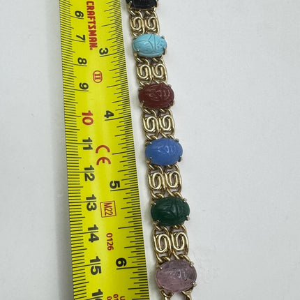 Vintage Gold Filled Scarab Bracelet: Black Onyx Gemstone