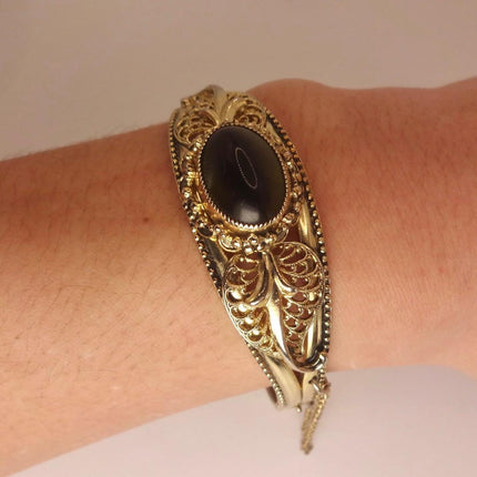 Vintage Black Hematite Bangle | Sparkling Cuff Bracelet | Elegant Wedding Everyday