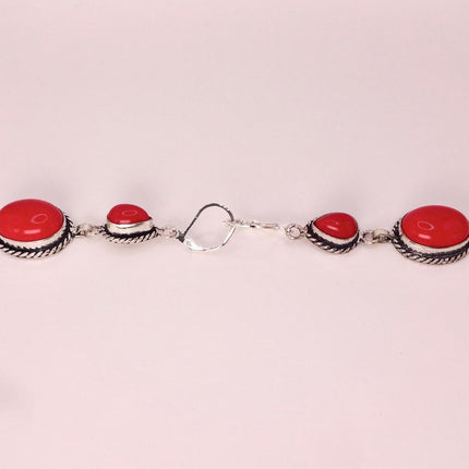Vintage Red Glass Silver Earrings | 925 sterling Silver Lever Backs