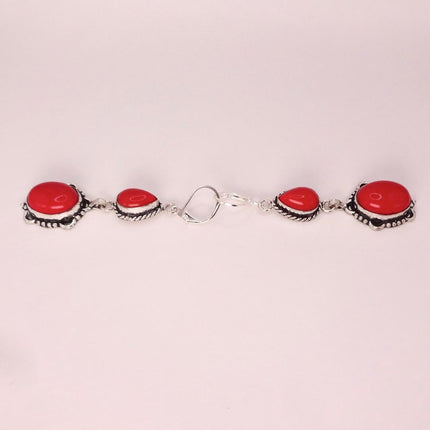 Vintage Red Glass Silver Earrings | 925 sterling Silver Lever Backs