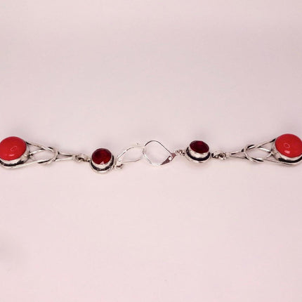 Vintage Red Glass Silver Earrings | 925 sterling Silver Lever Backs