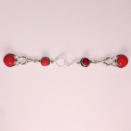 Vintage Red Glass Silver Earrings | 925 sterling Silver Lever Backs