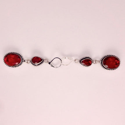Vintage Red Glass Silver Earrings | 925 sterling Silver Lever Backs