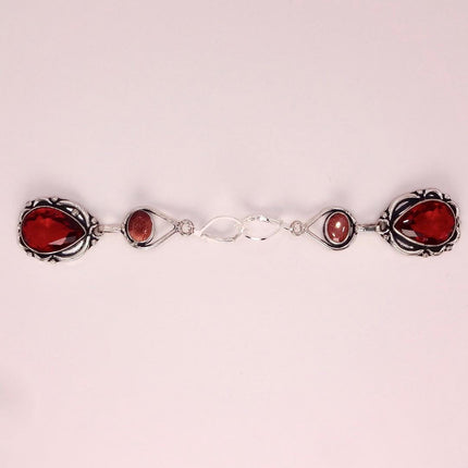 Vintage Red Glass Silver Earrings | 925 sterling Silver Lever Backs