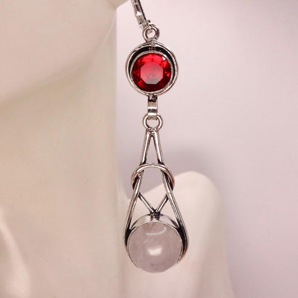 Vintage Pink Rose Quartz 925 Sterling Silver Liver Back Earrings
