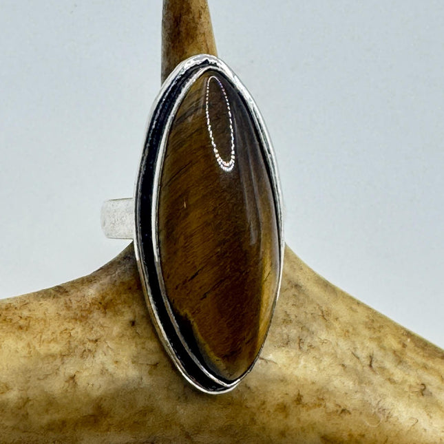 Vintage Chunky Tigers Eye Cocktail Ring - Statement Band