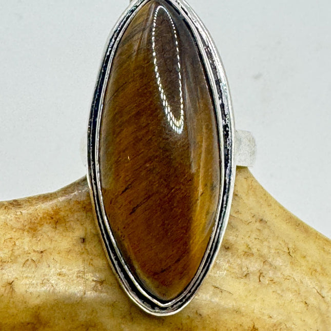 Vintage Chunky Tigers Eye Cocktail Ring - Statement Band