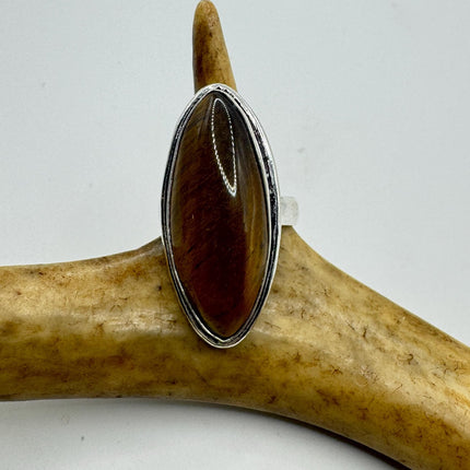 Vintage Chunky Tigers Eye Cocktail Ring - Statement Band