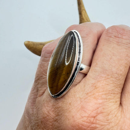 Vintage Chunky Tigers Eye Cocktail Ring - Statement Band