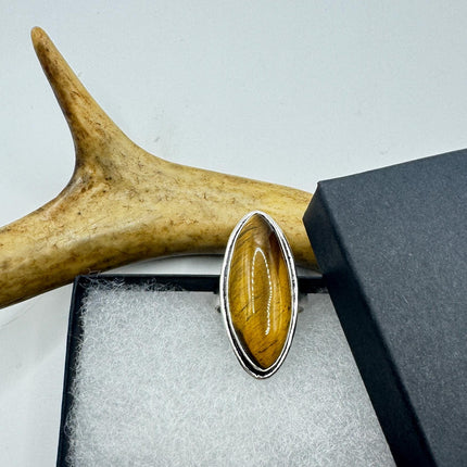 Vintage Chunky Tigers Eye Cocktail Ring - Statement Band