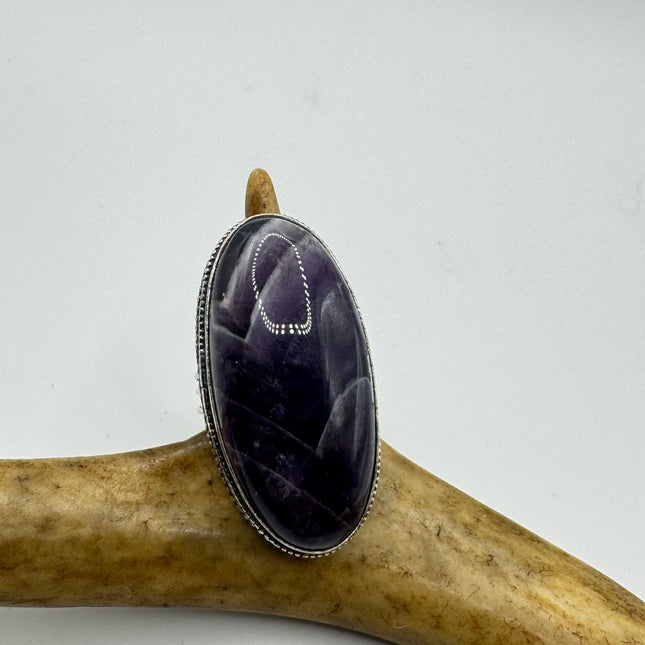 Vintage Purple Amethyst Cocktail Ring Silver Statement Ring