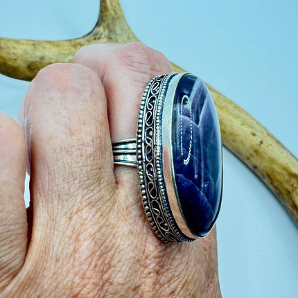 Vintage Purple Amethyst Cocktail Ring Silver Statement Ring
