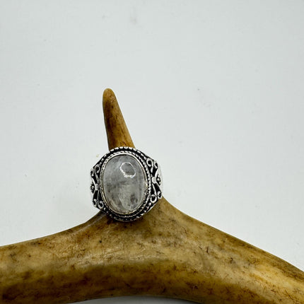 Vintage Rainbow Moonstone Ring Chunky Boho