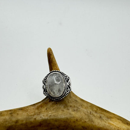 Vintage Rainbow Moonstone Ring Chunky Boho