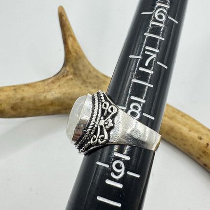 Vintage Rainbow Moonstone Ring Chunky Boho