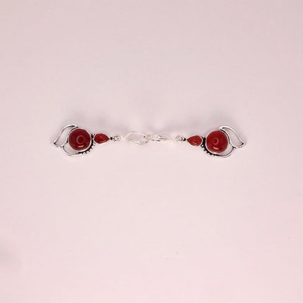 Vintage Red Carnelian Silver Earrings | 925 sterling Silver Lever Backs