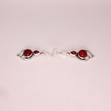 Vintage Red Carnelian Silver Earrings | 925 sterling Silver Lever Backs