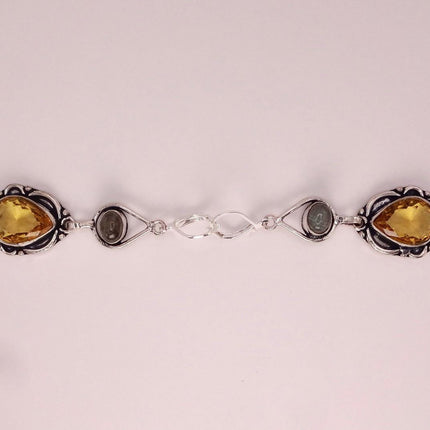Vintage Yellow Citrine Glass Silver Chandelier Drop Earrings | 925 sterling Silver Lever Backs