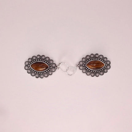 Vintage Tigers Eye Dangle Earrings Sterling Silver Leverbacks