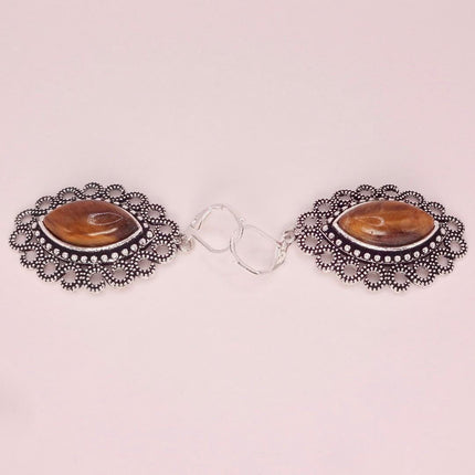 Vintage Tigers Eye Dangle Earrings Sterling Silver Leverbacks