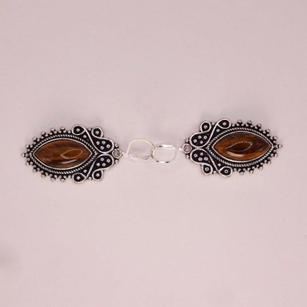 Vintage Tigers Eye Dangle Earrings Sterling Silver Leverbacks