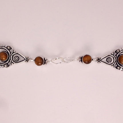 Vintage Tigers Eye Dangle Earrings Sterling Silver Leverbacks