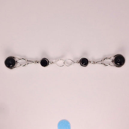 Vintage Black Onyx Dangle Earrings Sterling Silver Leverbacks