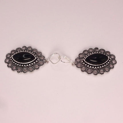Vintage Black Onyx Dangle Earrings Sterling Silver Leverbacks