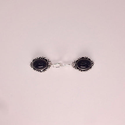 Vintage Black Goldstone Dangle Earrings Sterling Silver Leverbacks
