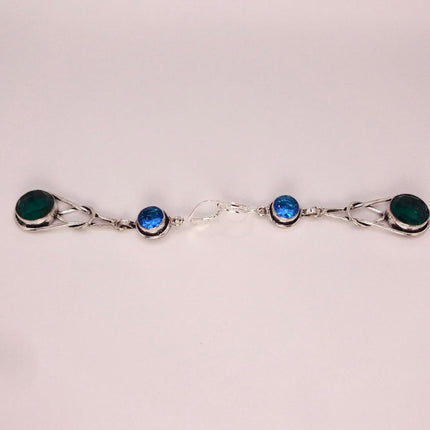 Vintage Aqua Blue Glass Silver Earrings | 925 sterling Silver Lever Backs