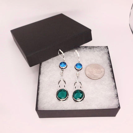 Vintage Aqua Blue Glass Silver Earrings | 925 sterling Silver Lever Backs