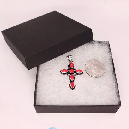 Vintage Red Cross Silver Bronze Black Velvet Choker Necklace